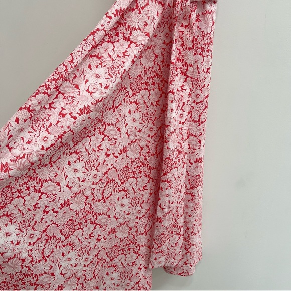Liberty Fabric for Antonio Melani Red White Floral Tie Midi Dress Sleeveless 0 - Picture 3 of 11
